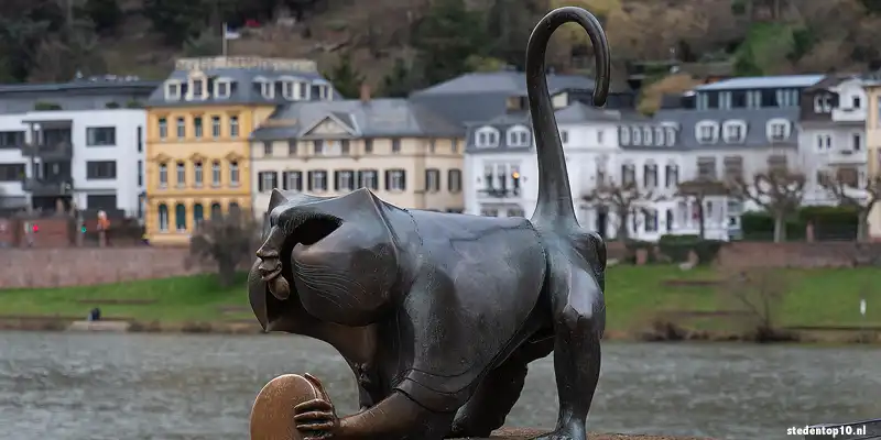 De Alte Brücke in Heidelberg heet officieel Karl-Theodor-Brücke. De Brückenaffe 